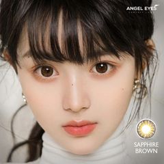 Kính áp tròng Sapphire 2 màu nâu và xám thương hiệu Angel Eyes đường kính 14.5mm - Không độ