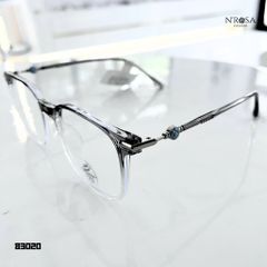 Gọng Kính N’ROSA Angel Eyes - Vintage Tròn Sang Trọng, Nhựa Trong Suốt Kết Hợp Kim Loại Mỏng Nhẹ, Phong Cách Hiện Đại