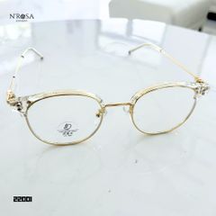 Gọng Kính N’ROSA Angel Eyes - Vintage Tròn Sang Trọng, Nhựa Trong Suốt Kết Hợp Kim Loại Mỏng Nhẹ, Phong Cách Hiện Đại