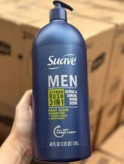 Dầu Tắm + Gội + Xả Suave Men 3in1 - Citrus Rush 1.18L, Sản Phẩm Chăm Sóc Da và Tóc Đa Năng, Hương Thơm Tươi Mát cho Nam Giới