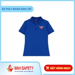 Áo Thun Ngắn Tay Đoàn Thanh Niên Thêu Logo - Chất Liệu Lacoste, Màu Xanh, Đồng Phục Nam Nữ, Thiết Kế Đặt Hàng Theo Yêu Cầu