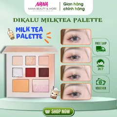 Bảng Phấn Mắt Dikalu Milktea Palette Siu Hot - 6 Ô Phấn Mắt Màu Cam Đào Thời Thượng - Trang Điểm Đơn Giản Cho Mùa Hè