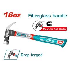 Búa nhổ đinh 450g Total THCH61016 - Dụng cụ sửa chữa chắc chắn với tay cầm sợi thủy tinh, đầu búa từ tính cải tiến