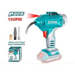 Máy bơm hơi mini không dây Total TACLI2018 20V - Áp suất tối đa 150PSI, Phụ kiện đầy đủ, Đèn LED - Dụng cụ tiện ích cho mọi gia đình