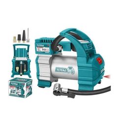 Máy bơm hơi lốp xe ô tô 12V Total TTAC1406 - Áp suất tối đa 140 psi, kèm đèn LED và vòi phun, thiết kế tiện dụng cho xe hơi