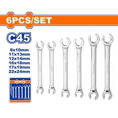 Bộ 6 Cờ Lê Hai Miệng Wadfow WDS2406 - Thép Carbon 45#, Kích Thước 8-24mm, Dụng Cụ Sửa Chữa Ô Tô, Đánh Bóng Chất Lượng Cao