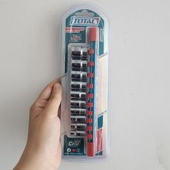 Bộ đầu tuýp 6 cạnh 1/4 inch 10 chi tiết Total THT1411023 - Thép CrV chất lượng cao, đa dạng kích thước 5-14mm