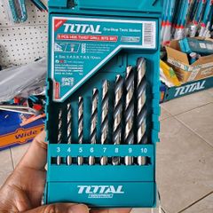 Bộ mũi khoan kim loại 8 chi tiết Total TACSD0085 - Mũi khoan xoắn HSS 3-10mm, dụng cụ tiện ích cho các dự án sửa chữa chuyên nghiệp