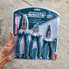 Bộ Kìm Total THT1K0301 - Gồm Kìm Cắt, Kìm Điện và Kìm Mỏ Nhọn Chống Gỉ, Dụng Cụ Tiện Ích Cao Cấp cho Gia Đình