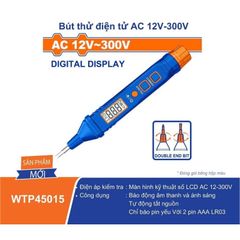 Bút Thử Điện Tử AC 12V-300V Wadfow WTP45015 - Màn Hình LCD, Âm Thanh, Báo Động Pin Yếu, Thiết Bị Tiện Ích Cho Gia Đình
