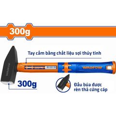 Búa Cơ Khí 300g Wadfow WHM1303 - Đầu Búa Thép Carbon 45#, Tay Cầm Nhựa Sợi Thủy Tinh, Dụng Cụ Tiện Ích Chất Lượng Cao