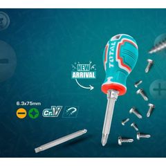 Tuốc Nơ Vít Đầu Dẹp và Bake Total THT250216 - Dụng Cụ Tiện Ích Thép CR-V, Tay Cầm Hoán Đổi Dễ Dàng