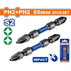 Bộ 2 Mũi bắt vít PH2 65mm Wadfow - Dụng cụ công nghiệp S2, Đầu mũi từ tính, Giảm gãy đầu, Tiện ích sửa chữa