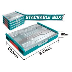 Hộp nhựa đựng đồ nghề Total THKTV02 - Kích thước 340x250x60mm, chất liệu PP, có vách ngăn, bảo hành 6 tháng, tiện ích cho việc tổ chức đồ nghề