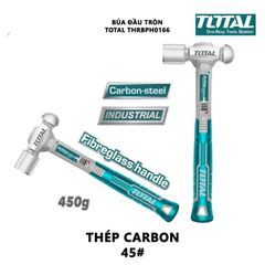 Búa Đầu Tròn Total 450g THRBPH0166 - Dụng Cụ Tiện Ích, Thép Cacbon 45#, Tay Cầm Kiểu Dáng Mảnh, Chất Lượng cao