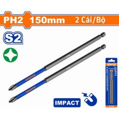 Bộ 2 Mũi Bắt Vít PH2 150mm Wadfow - Thép Công Nghiệp S2, Từ Tính, Chất Lượng Cao, Dụng Cụ Tiện Ích
