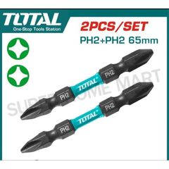 Bộ 2 Mũi Vít PH2 Hai Đầu 65mm Total TACIM72PH265 - Dụng Cụ Cầm Tay Chất Lượng Cao, Thép S2 Có Nam Châm