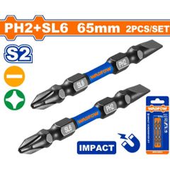 Bộ 2 Mũi Bắt Vít Đóng 2 Đầu PH2 + SL6 65mm - Thép Công Nghiệp S2 - Dụng Cụ Tiện Ích Chất Lượng cao