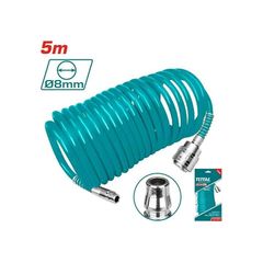 Cuộn Dây Hơi Xoắn Dẫn Khí Nén 5m 5x8mm Total THT11051-3 - Chất liệu PU, Đầu Nối Nitto, Tiện Lợi Cho Dụng Cụ Và Thiết Bị