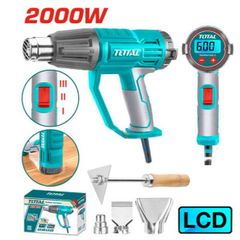 Máy thổi hơi nóng điện tử Total TB20056 - Công suất 2000W, điều chỉnh nhiệt độ trên màn hình LCD, kèm 3 vòi phun và 1 dao cạo