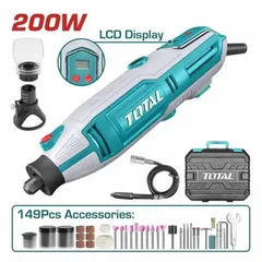 Máy mài khuôn 200W Total TG2006 - Bộ 149 phụ kiện, kiểm soát tốc độ, màn hình LCD, lý tưởng cho sửa chữa và chế tác đồ thủ công.