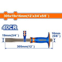 Mũi Đục Dẹp 19x16x305mm Wadfow - Dụng Cụ Tiện Ích Chất Liệu 40cr, Thiết Kế Hiện Đại, Sản Xuất Tại Trung Quốc