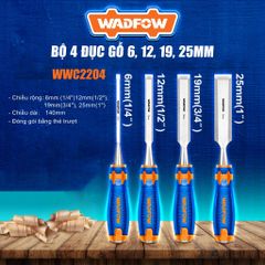 Bộ 4 Đục Gỗ Wadfow 6mm, 12mm, 19mm, 25mm - Dụng Cụ Tiện Ích Chất Lượng Cao cho Thợ Mộc và Thích Nghi DIY