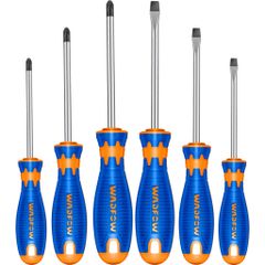 Bộ 6 Tua Vít Dẹp & Bake Wadfow - Dụng Cụ Tiện Ích Chất Liệu CR-V, Đầu Tròn SL3, SL5.5, SL6.5, PH0, PH1, PH2