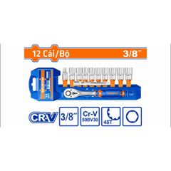 Bộ 12 Chi Tiết Tay Vặn Đầu Tuýp 3/8