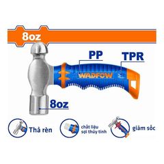 Búa Đầu Tròn 220g Wadfow WHM53D8 - Thép Carbon 45# Chịu Lực, Tay Cầm Nhựa Sợi Thủy Tinh, Dụng Cụ Tiện Ích Hàng Đầu