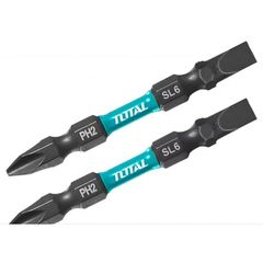 Bộ 2 Mũi Bắt Vít PH2+SL6 65mm Total TACIM72HL665 - Thép Công Nghiệp S2, Có Nam Châm, Dụng Cụ Tiện Ích Cho Người Sửa Chữa