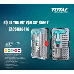 Bộ tuốc nơ vít chữ T 47 chi tiết Total TACSD30476 - Dụng cụ sửa chữa đa năng, bao gồm 35 mũi vít và 9 tuýp chất lượng cao
