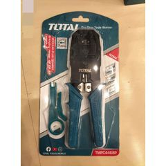 Kềm bấm cos viễn thông Total TMPC4468P - Dụng cụ 8 inch đa năng cho Uốn mép, Tước và Cắt, tay cầm PVC tiện dụng, màu Xanh/Đen