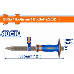 Mũi Đục Nhọn Bê Tông 4x19x305mm Wadfow - Dụng Cụ Tiện Ích Chất Liệu 40cr, Thiết Kế Tay Cầm Mới - Sử Dụng Trong Xây Dựng và Sửa Chữa