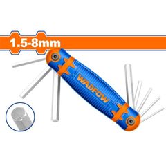 Bộ 8 chìa lục giác 1.5-8mm Wadfow - Dụng cụ tiện ích chất lượng cao, chất liệu Cr-V, kích thước đa dạng, lý tưởng cho thợ sửa chữa chuyên nghiệp.