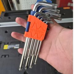 Bộ 9 chìa lục giác sao T10-T50 Wadfow - Dụng cụ sửa chữa chuyên nghiệp, chất liệu Cr-V bền bỉ, tay vặn dài tiện lợi