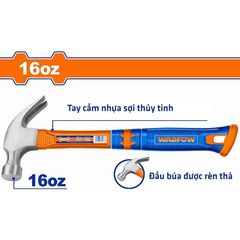 Búa Nhổ Đinh 450g Wadfow WHM3316 - Dụng Cụ Cầm Tay Chất Lượng Cao, Đầu Thép Carbon, Tay Cầm Nhựa Sợi Thủy Tinh