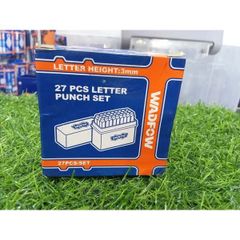 Bộ 27 Mũi Đột Chữ Cái 3mm Wadfow - Dụng Cụ Lập Chữ Sáng Tạo A-Z và Biểu Tượng Thép Carbon, Hộp Nhựa Tiện Lợi