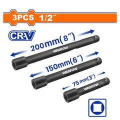Bộ 3 Đầu Chuyển Đầu Tuýp Dài Wadfow WMS7403 - Dụng Cụ Tháo Lắp Chất Liệu Thép 50BV30, Kích Thước 3, 6, 8 inch