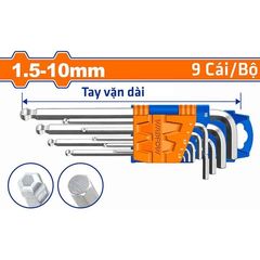 Bộ 9 Chìa Lục Giác Bi Tròn Cr-V 1.5-10mm - Dụng Cụ Hỗ Trợ Tiện Ích Sửa Chữa, Chất Lượng Cao từ Thương Hiệu Wadfow