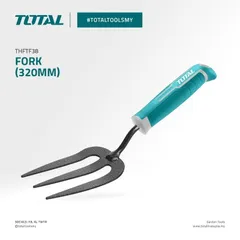 Cây Xới Đất Làm Vườn 320mm Total THFTF38 - Dụng Cụ Vườn Thép Carbon Chính Hãng, Bảo Hành 6 Tháng, Màu Xanh Xám