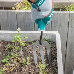 Cây Xới Đất Làm Vườn 320mm Total THFTF38 - Dụng Cụ Vườn Thép Carbon Chính Hãng, Bảo Hành 6 Tháng, Màu Xanh Xám