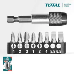 Bộ đầu tua vít 9 chi tiết Total TACSD3091 - Dụng cụ sửa chữa hoàn hảo với thép công nghiệp S2, kèm mũi gắn vặn vít