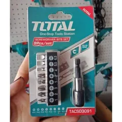 Bộ đầu tua vít 9 chi tiết Total TACSD3091 - Dụng cụ sửa chữa hoàn hảo với thép công nghiệp S2, kèm mũi gắn vặn vít