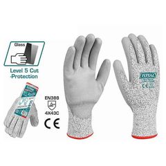 Găng Tay Chống Cắt Size XL Total TSP1702-XL - An Toàn Đối Với Công Nhân Cắt Gỗ và Kính, Chống Tĩnh Điện, Linh Hoạt Và Bền Bỉ