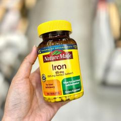 Viên Uống Bổ Sung Sắt Nature Made Iron 65Mg - Hỗ Trợ Cải Thiện Sức Khỏe Máu, 180 Viên Mỹ Chất Lượng Cao