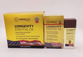 Dầu Gió Vàng Đầu Lăn Nanogize Longevity Essential Oil 21ml - Lốc 6 Chai Chính Hãng Mỹ, Giảm Đau và Căng Thẳng