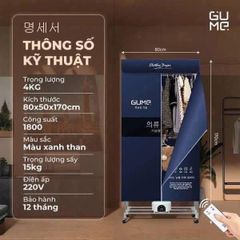 Máy Sấy Quần Áo GUME GMDC-2201 Korea - Công Suất 1800W, Thiết Kế Gọn Gàng, Tiết Kiệm Điện Năng, Sấy Nhanh Chóng 15kg Quần Áo