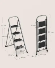 Thang Nhôm Gấp Gọn Songmics 4 Bậc Cao Cấp - Thiết Kế Siêu Gọn, Đa Năng, Siêu Bền, Chịu Lực 150kg - Thang Dùng Trong Nhà An Toàn, Tiện Lợi