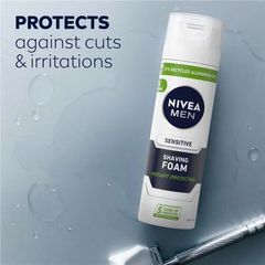 Kem cạo râu NIVEA MEN Sensitive Foam 200ml - Bọt cạo râu bảo vệ cho da nhạy cảm, làm mềm lông râu, giảm kích ứng
